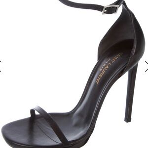 Saint Laurent Jane 110 Black Ankle Strap Heels sz 35.5